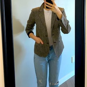 Brown Herringbone Tweed Blazer